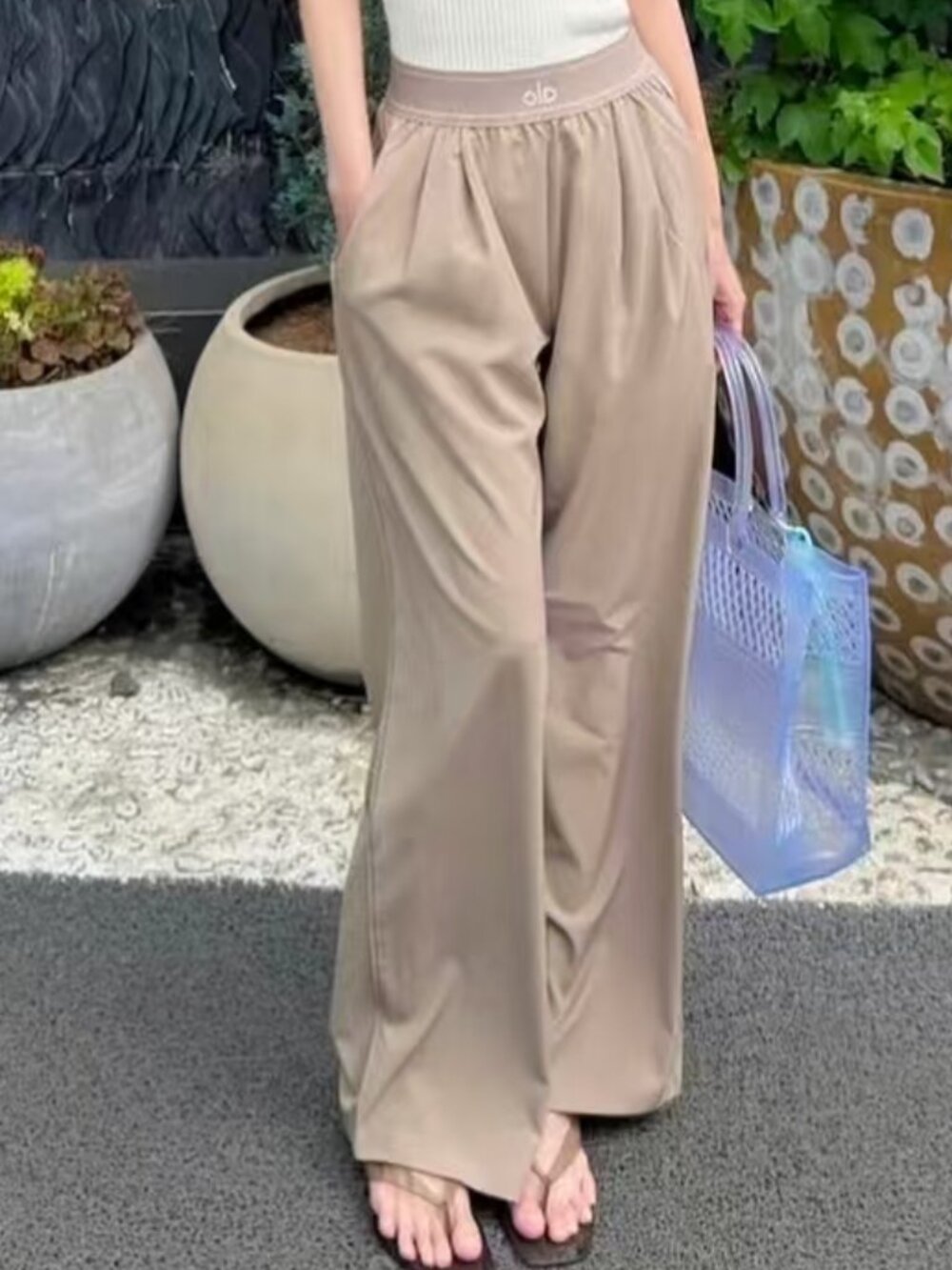 Alo Yoga 🤩Suit Up Gravel Trouser(Regular)👑 Comfy & Versatile Wide Leg Pants - Picture 8 of 9